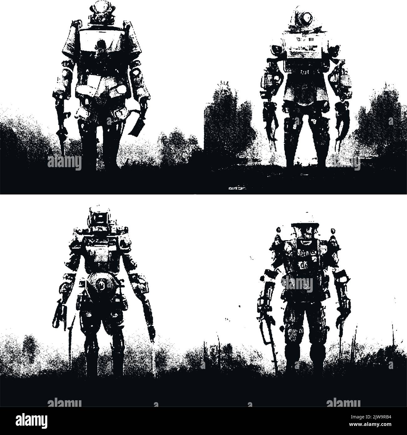 Robotic vector vectors Black and White Stock Photos & Images - Alamy