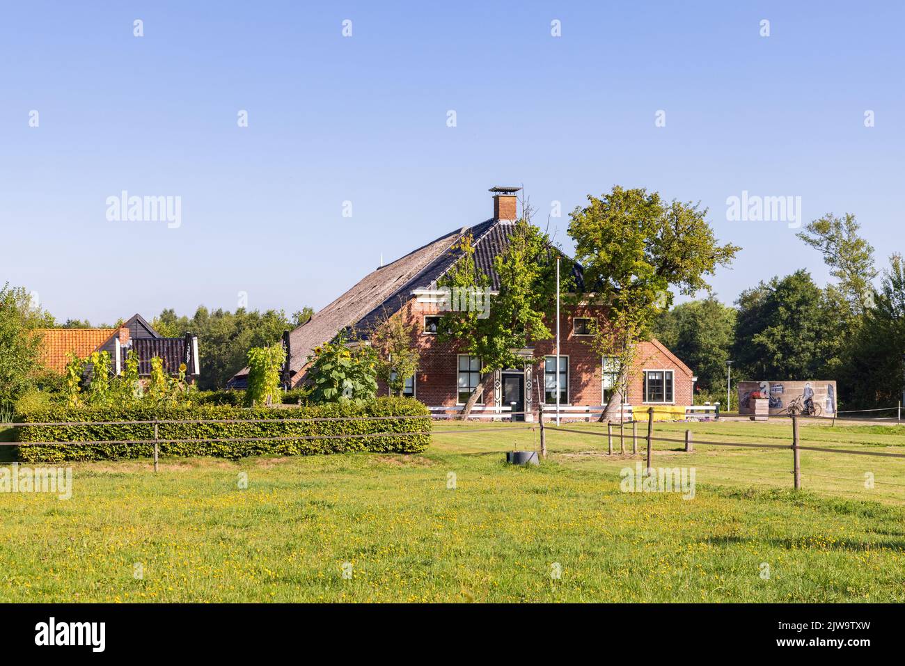 Traditional farm surrounded by old trees called Cazemier farm in