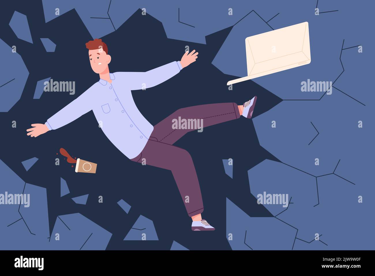 Fail career. Failure business plan or work mistake concept, job crisis