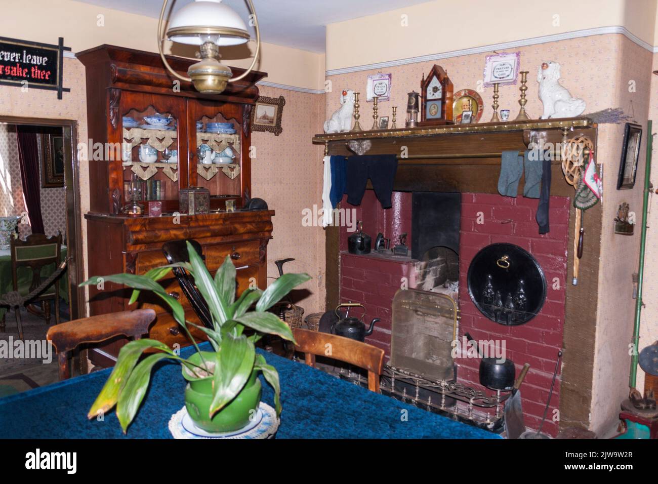 Interior of a miners cottage at Beamish Museum,England,UK Stock Photo