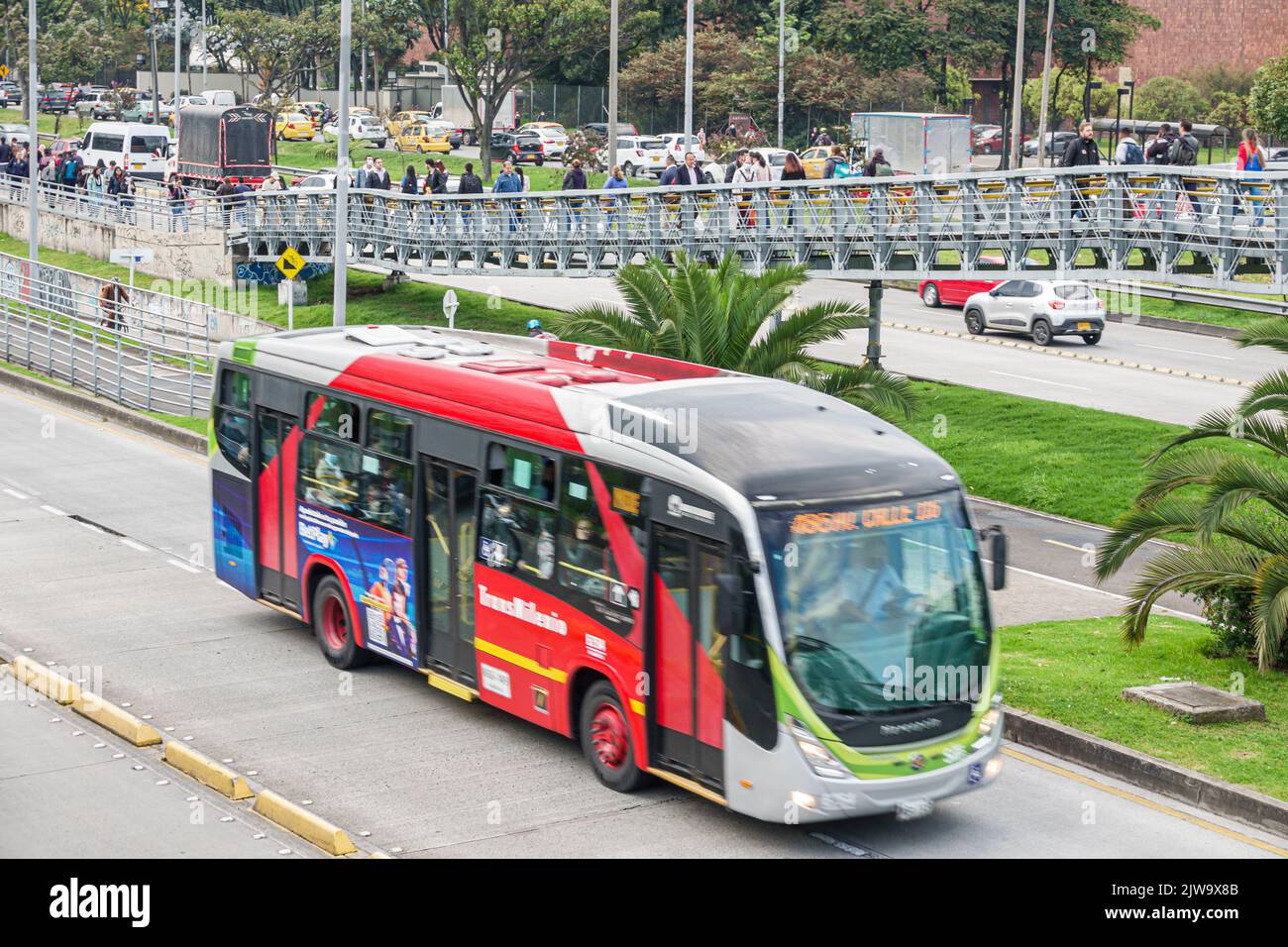 Bogota Colombia,Avenida El Dorado Calle 26,TransMilenio bus rapid transit system BRT public transportation Avenida El Dorado Calle 26 Estacion El Tiem Stock Photo