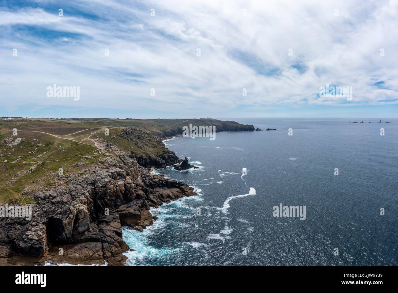 looking towards lands end from sennen cove cornwall Stock Photo