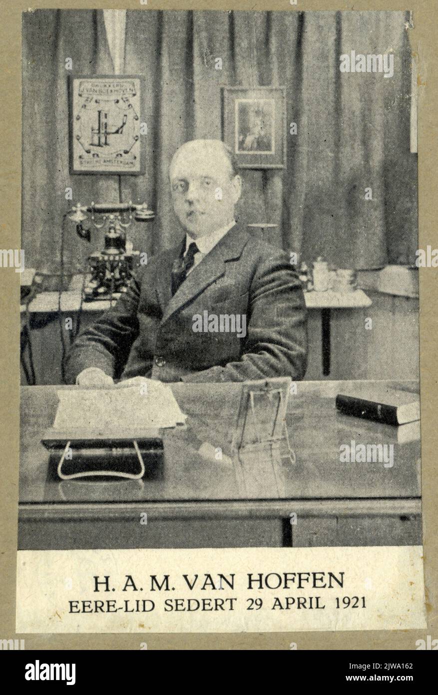 H. A. M. van Hoffen / Honor member since April 29, 1921 Stock Photo