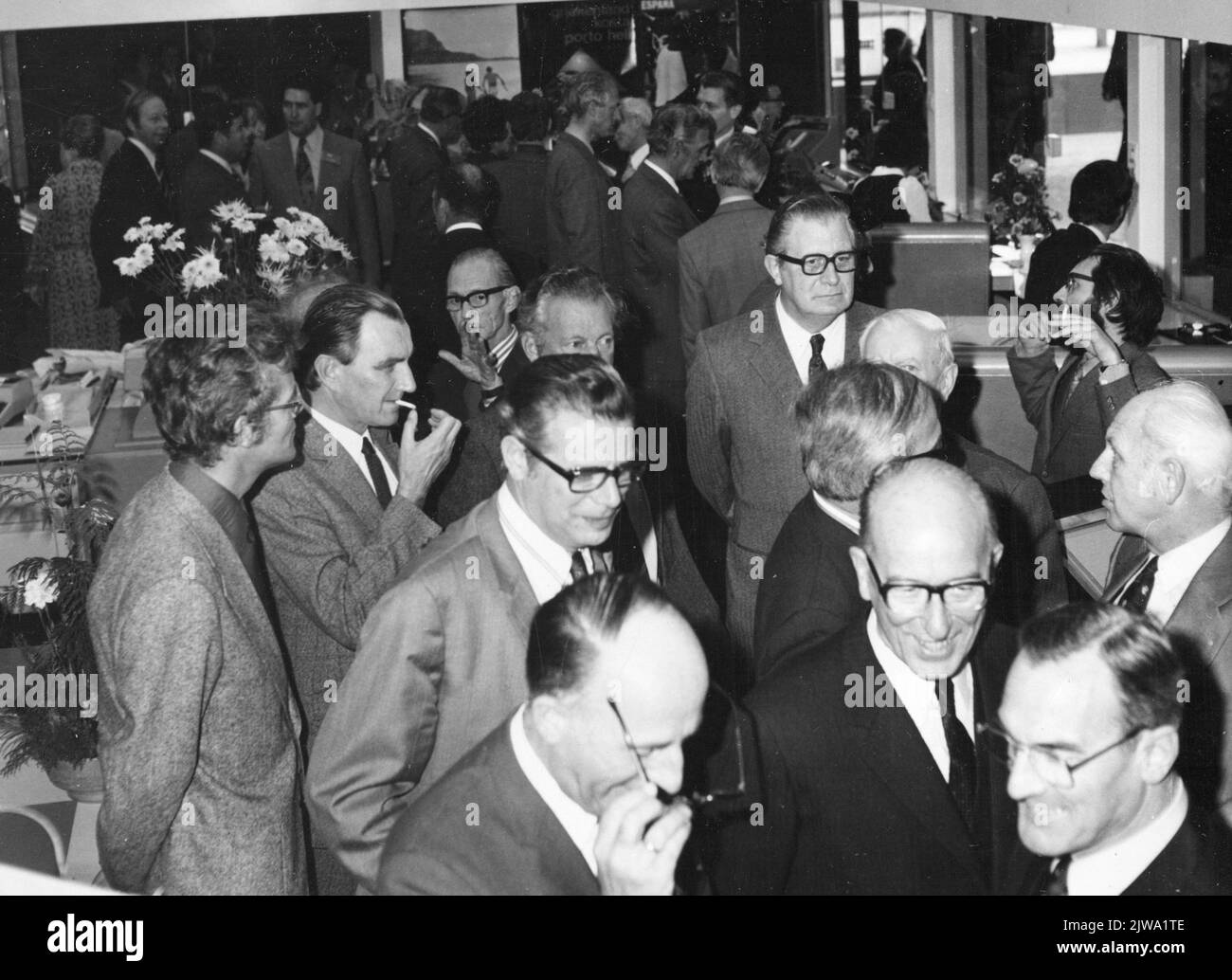 Image of those present at the festive opening of the new hall of the N.S. station Nijmegen in Nijmegen. Stock Photo