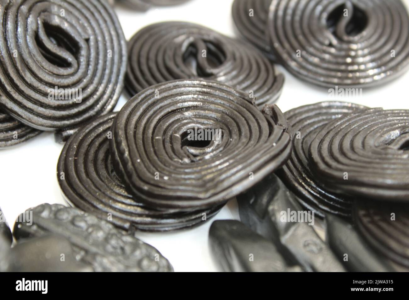 Black licorice sweets. Sweets for Halloween. Scary and delicious Stock Photo Alamy