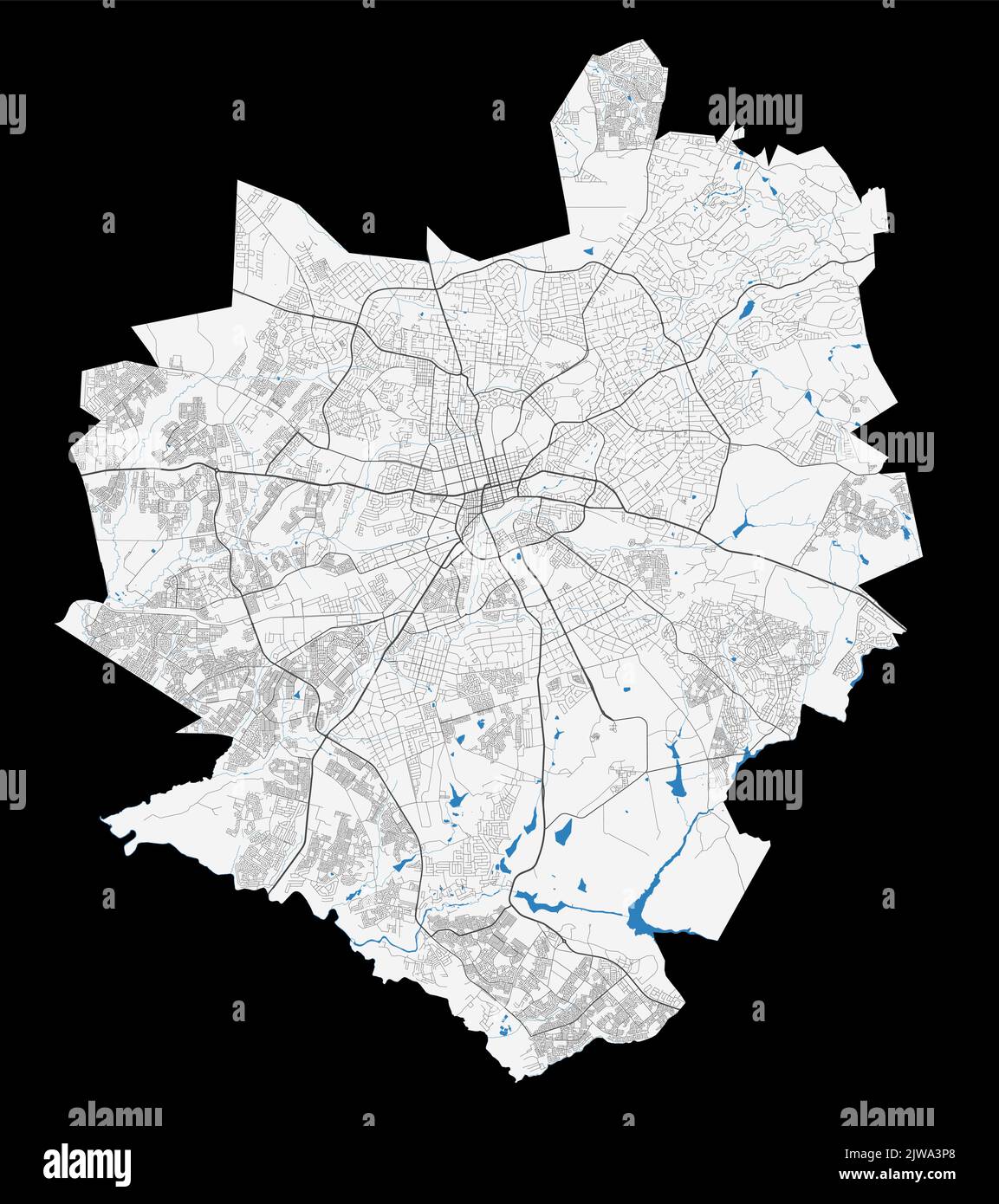Harare vector map. Detailed map of Harare city administrative area