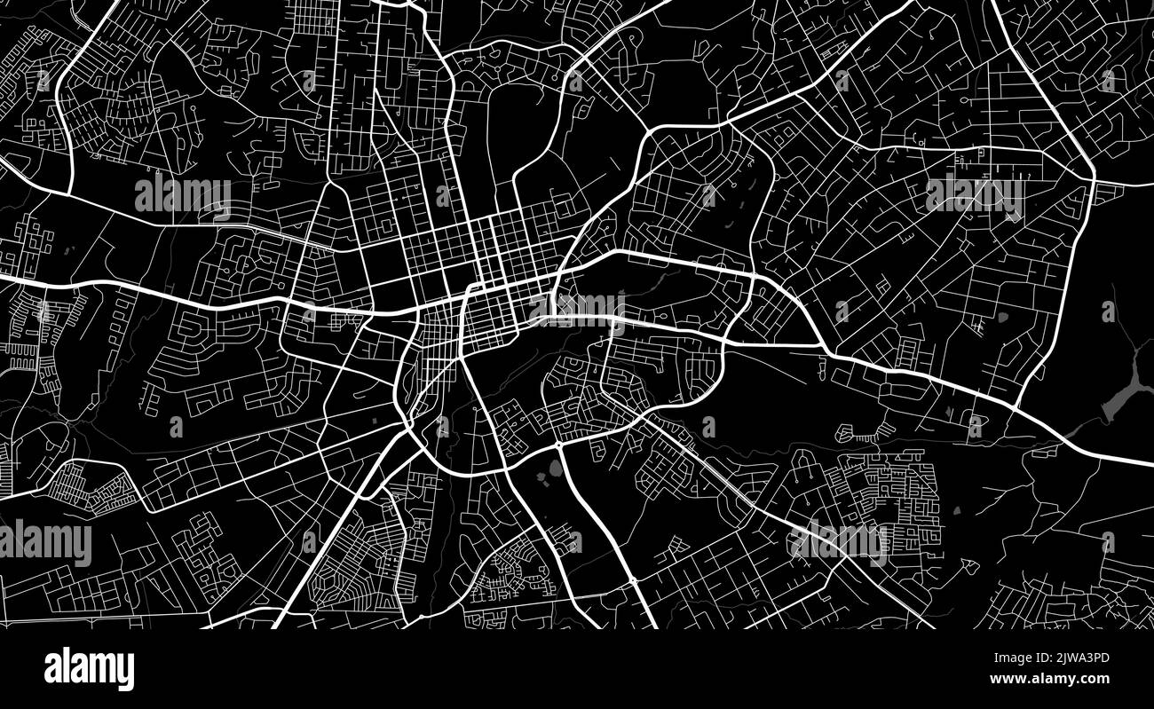 Vector map of Harare city. Urban grayscale poster. Road map with metropolitan city area view. Stock Vector