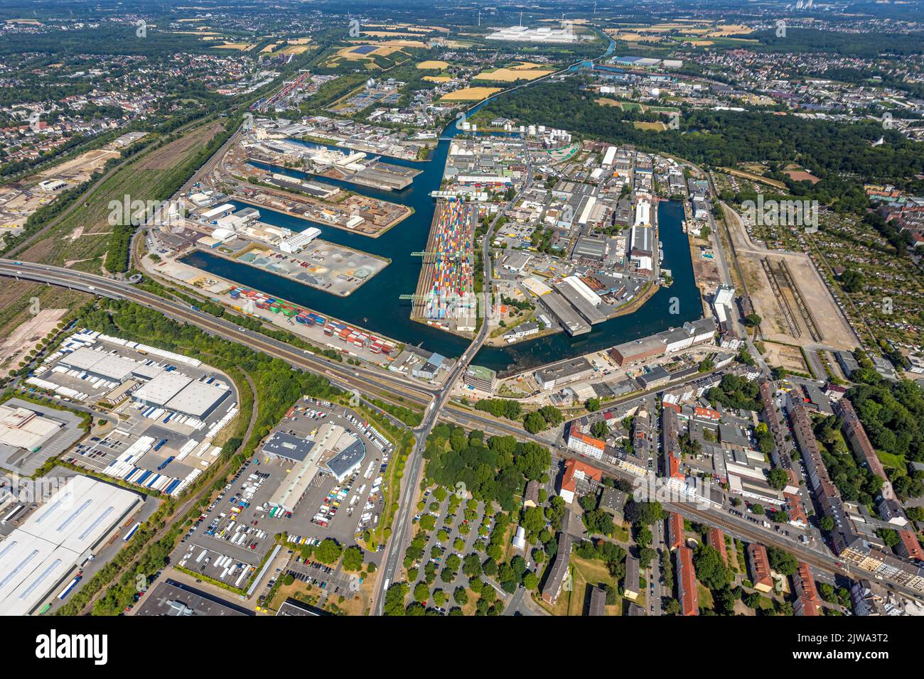 Aerial view, Dortmund port overview, port, Dortmund, Ruhr area, North ...