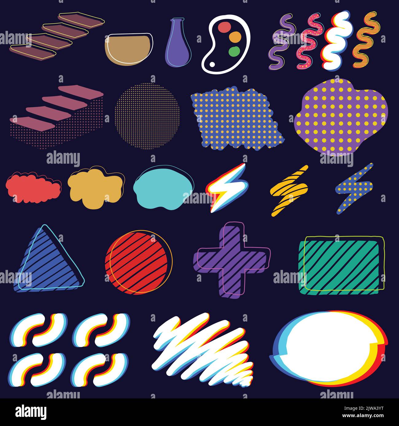 Abstract elements retro vector set collection Stock Vector