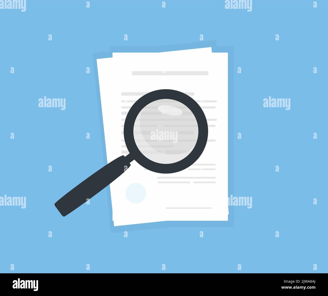 Review quality control, expertise text logo design. Document file evidence check analysis, checklist paper during perform autid, article inspect. Stock Vector