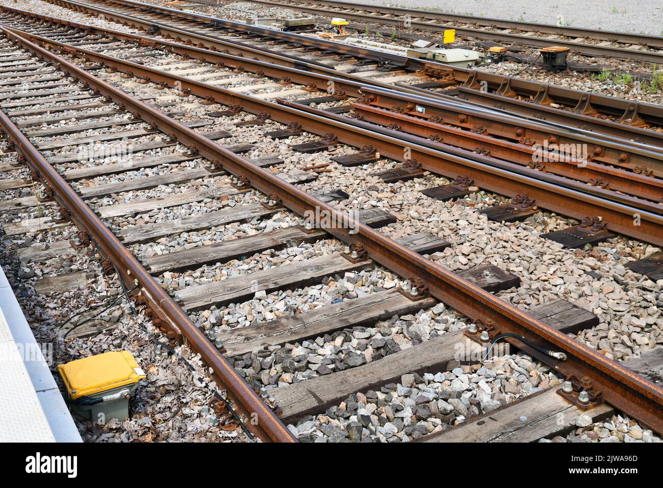 Railroad Tracks Crossing Ballast Construction