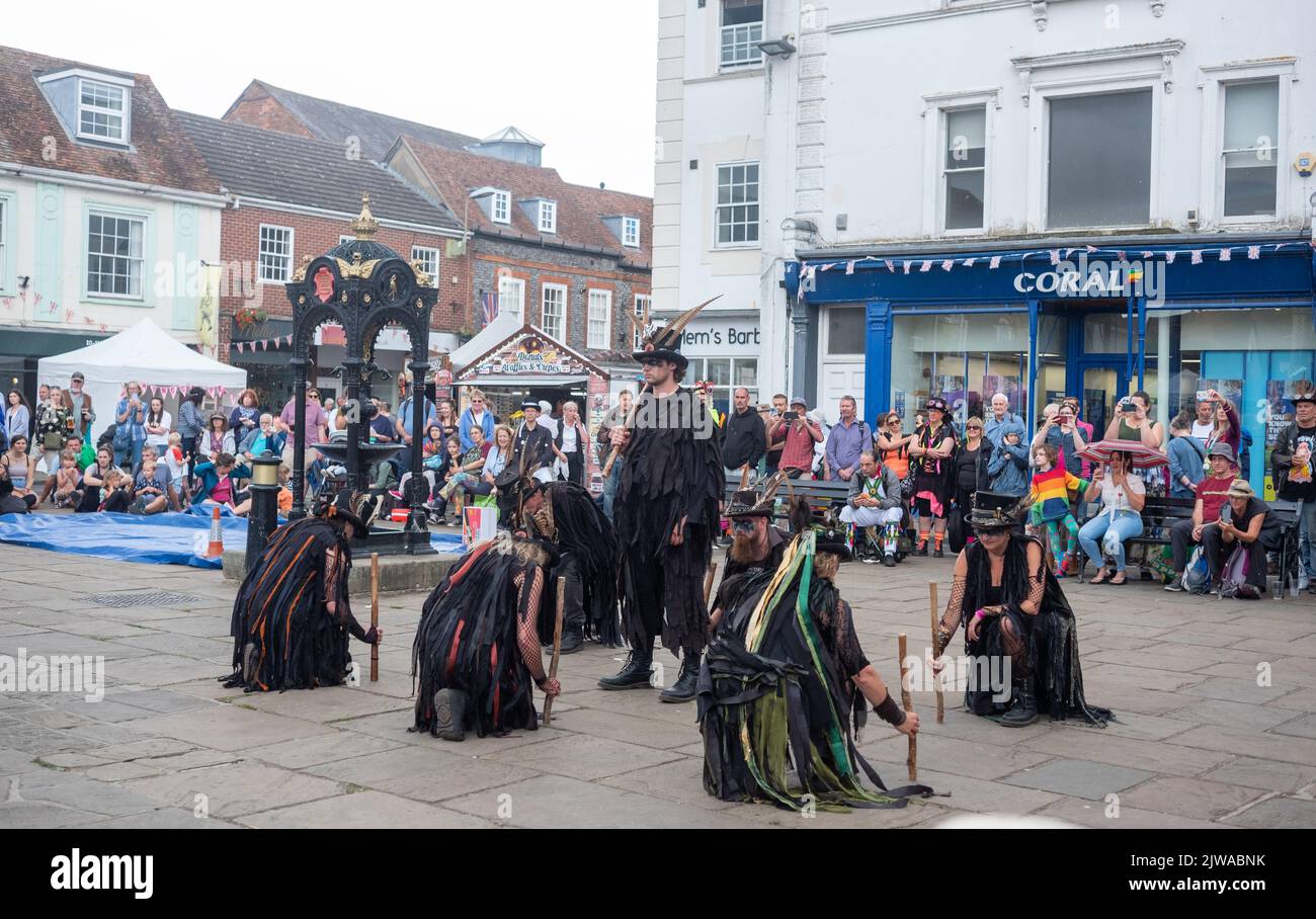 Beltane Border Morris Dancing, Wallingford Market Place Stock Photo