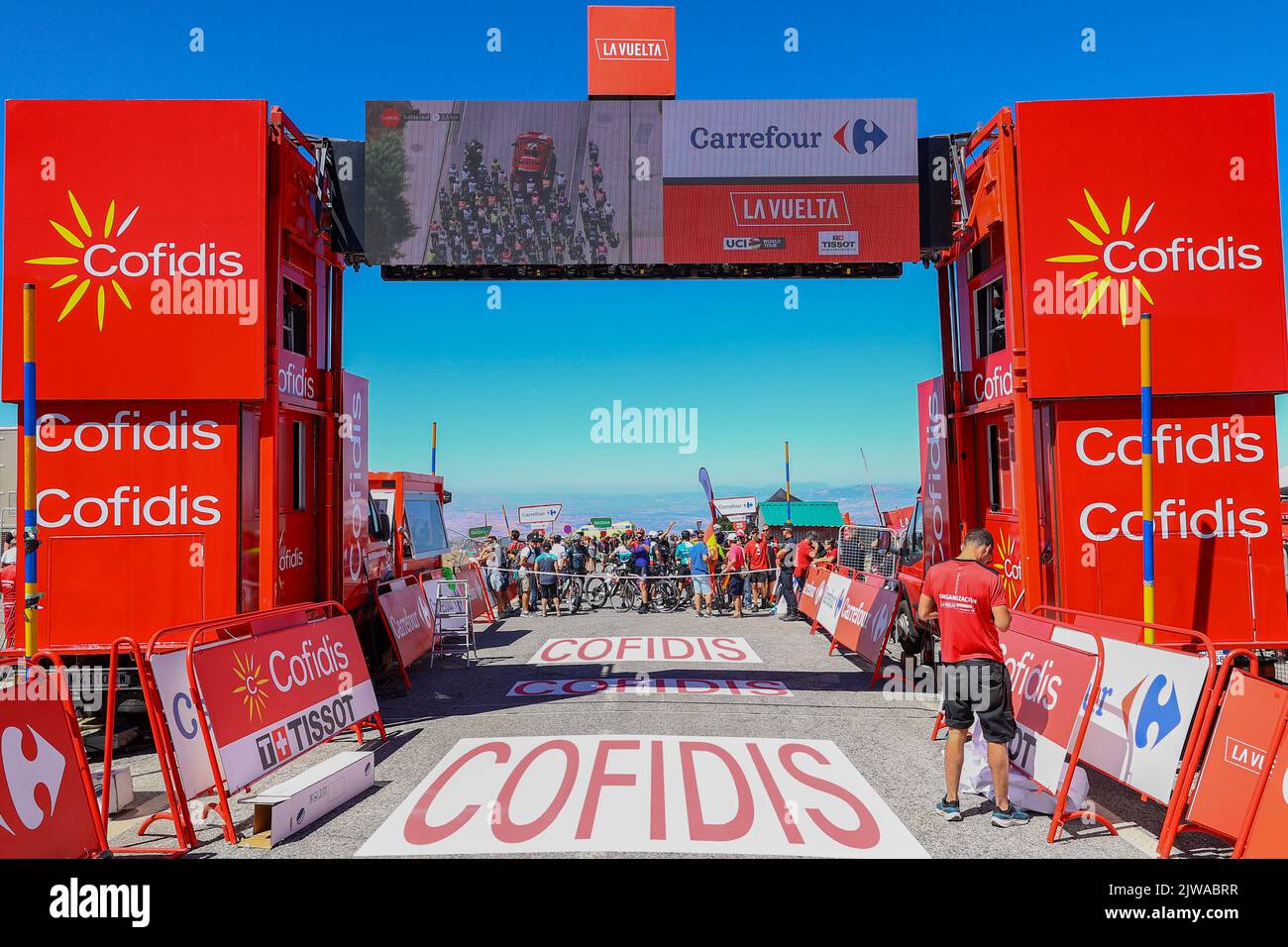 Illustration picture shows the finish line of stage 15 of the 2022 edition of the 'Vuelta a Espana', Tour of Spain cycling race, from Martos to Sierra Nevada (153 km), Spain, Sunday 04 September 2022. BELGA PHOTO DAVID PINTENS Stock Photo