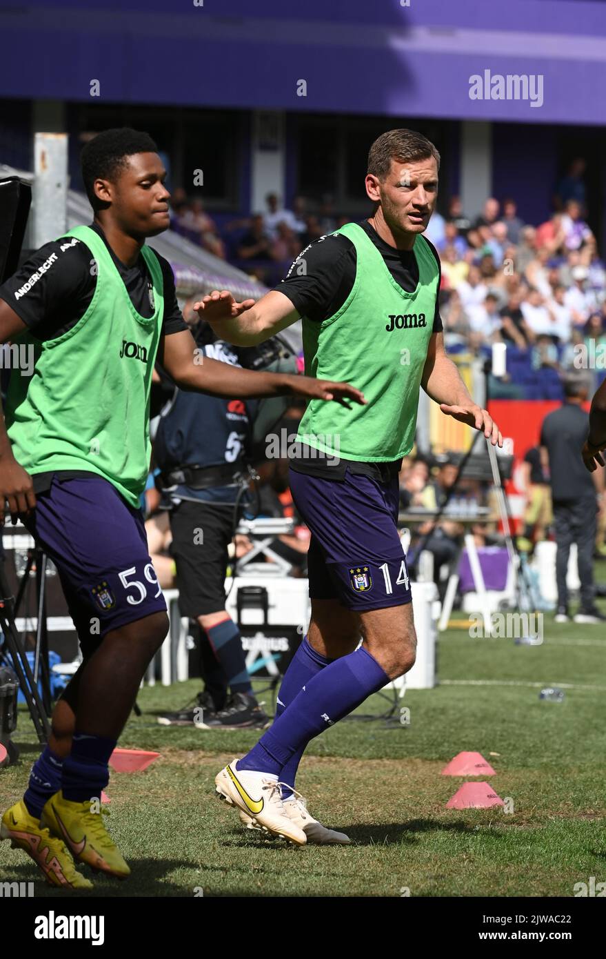 Anderlecht's Jan Vertonghen is pictured during a soccer match between RSCA Anderlecht and OH Leuven, Sunday 04 September 2022 in Anderlecht, on day 7 of the 2022-2023 'Jupiler Pro League' first division of the Belgian championship. BELGA PHOTO JOHN THYS Stock Photo