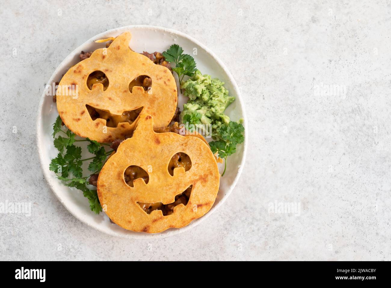 Mexican quesadilla filled with meat, onion, cheese Stock Photo Alamy