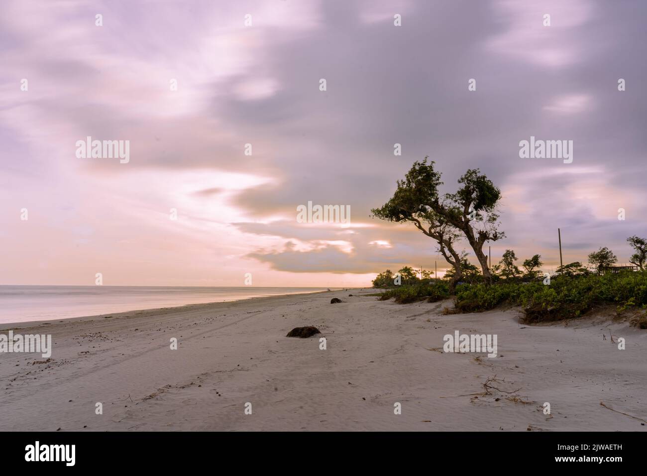 landscape photo of Kuakata sea beach . Stock Photo