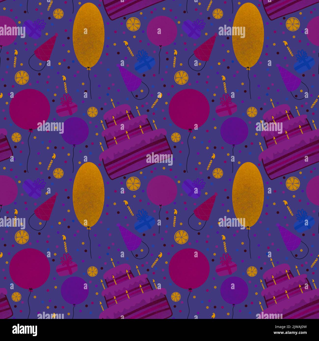 Birthday cake and balloons seamless festive pattern for kids and ...