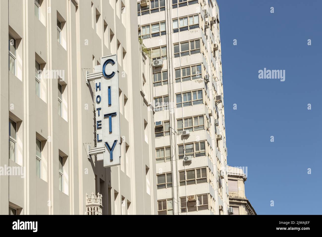 Buenos Aires, Argentina - September 2nd, 2022: Sign on the facade of a hotel. Stock Photo