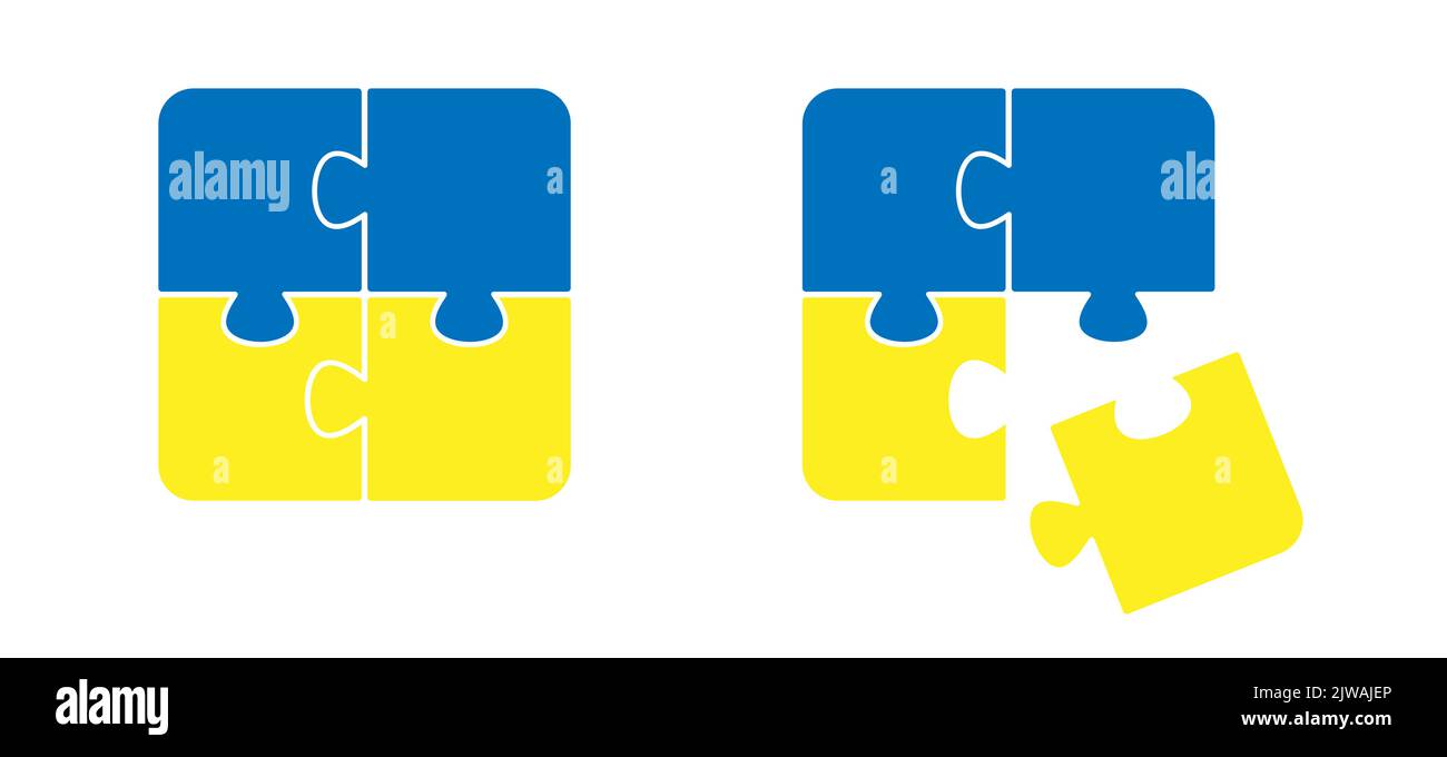 Missing piece of the puzzle with Flag of Ukraine. Puzzle pieces icon or pictogram. National Ukraine country symbol. Stock Vector