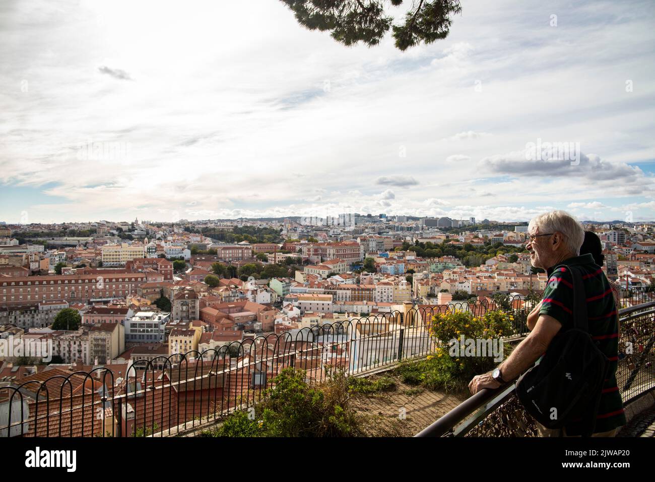 Lisbon, Portugal. 2nd Sep, 2022. Tourists enjoy the view over the city