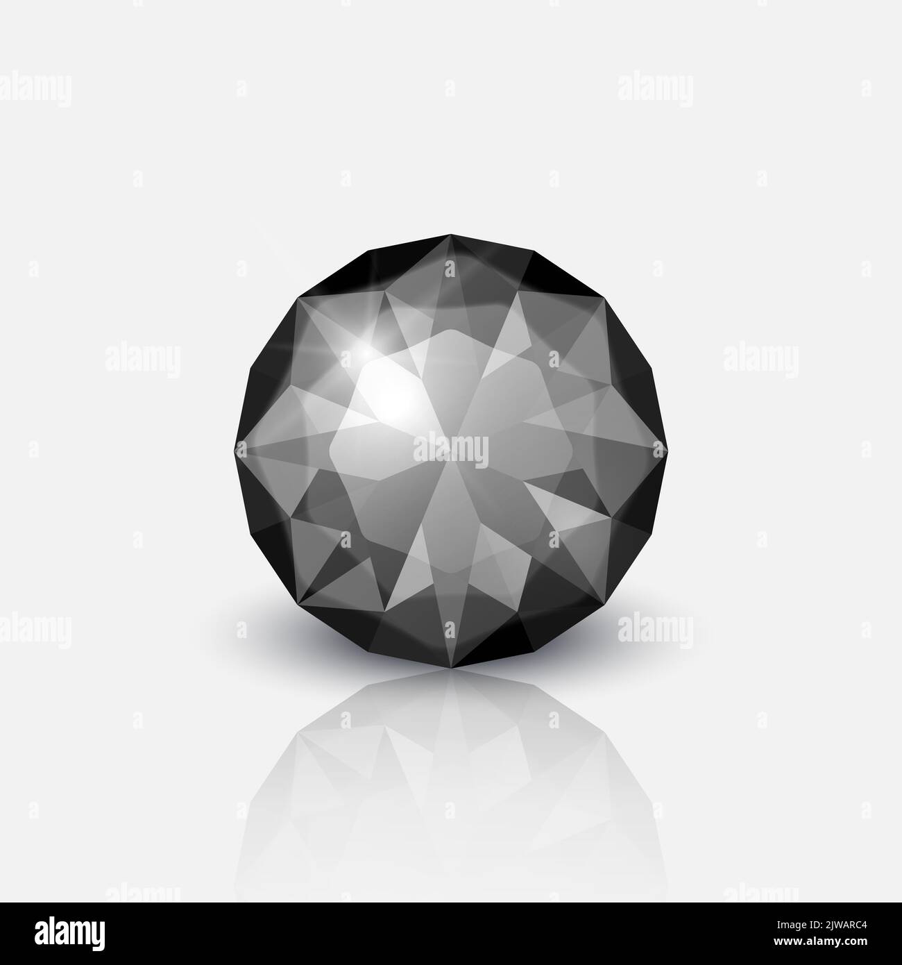 Vector 3d Realistic Black Transparent Gemstone, Diamond, Crystal ...