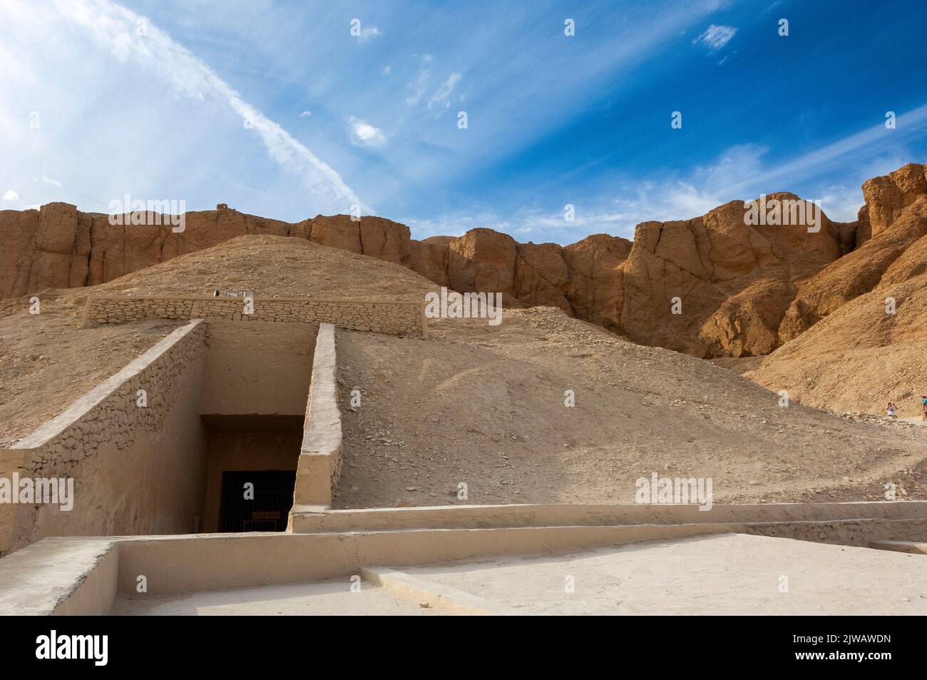 Entrance to Tomb KV9 (Rameses V & VI), Valley of the Kings, Theban Necropolis, UNESCO World Heritage Site,  Luxor, Egypt Stock Photo