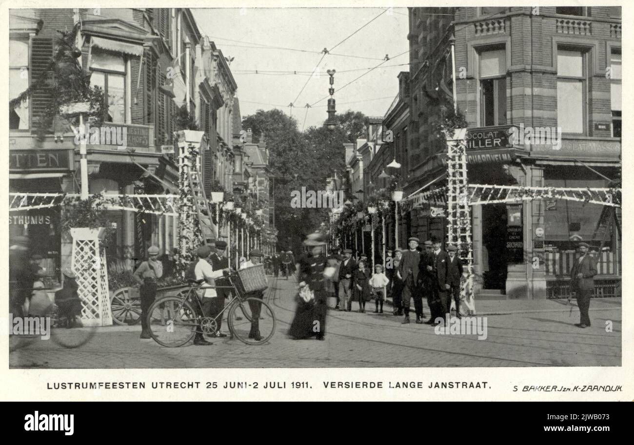 Lustrum parties Utrecht 25 June - 2 July 1911. Decorated Lange Jansstraat. Stock Photo