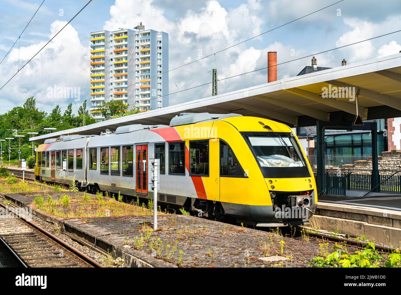 Railcar at Bad Homburg Station near Frankfurt in Germany Stock Photo