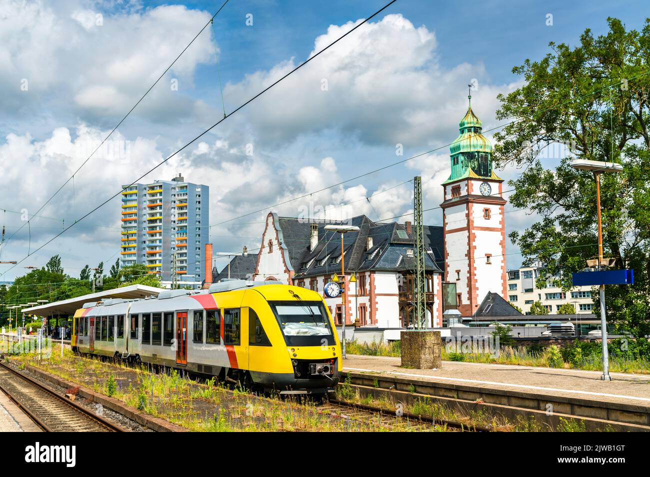 Railcar at Bad Homburg Station near Frankfurt in Germany Stock Photo