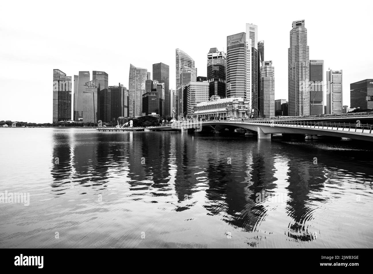 Downtown skyscrapers at Marina Bay, Singapore Stock Photo