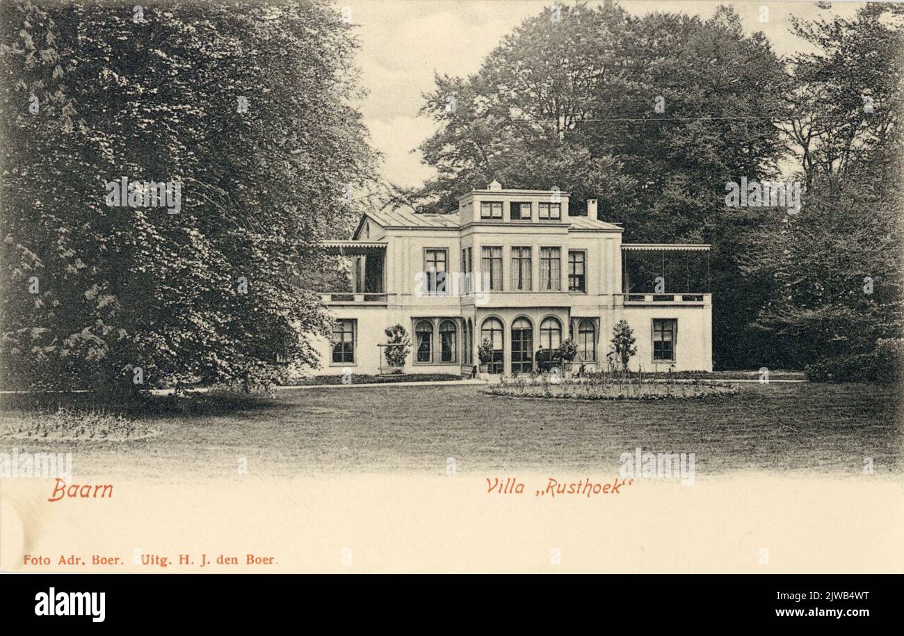 View of the front of the house Zeerust (J.F. Kennedylaan 100) in Baarn.n.b. In 1905 this house was replaced by the current building. Stock Photo