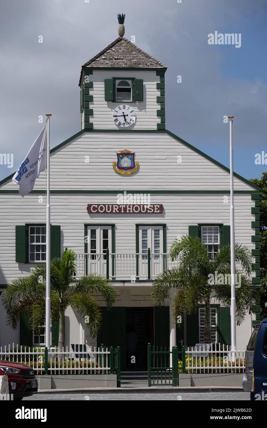 The Court House at Philipsburg, the capital town of the Dutch Caribbean island of Sint Maarten Stock Photo