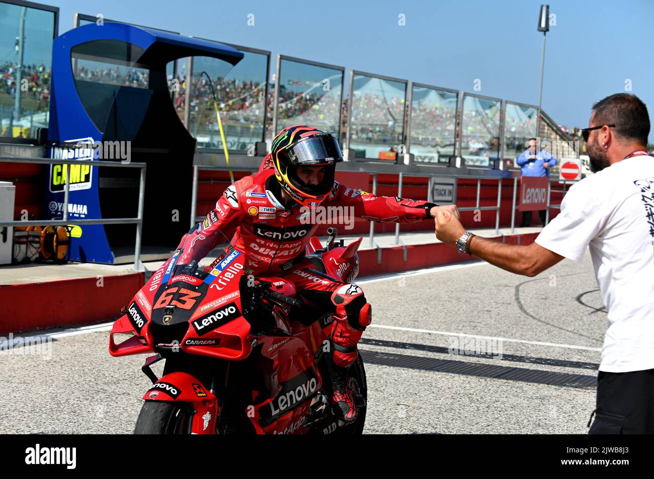 Misano Adriatico, Italy. 04th Sep, 2022. Misano World Circuit Marco  Simoncelli, Misano Adriatico, Italy, September 04, 2022, Bagnaia Francesco  Ita Ducati Lenovo Team Ducati (winner) during Gran Premio di San Marino e