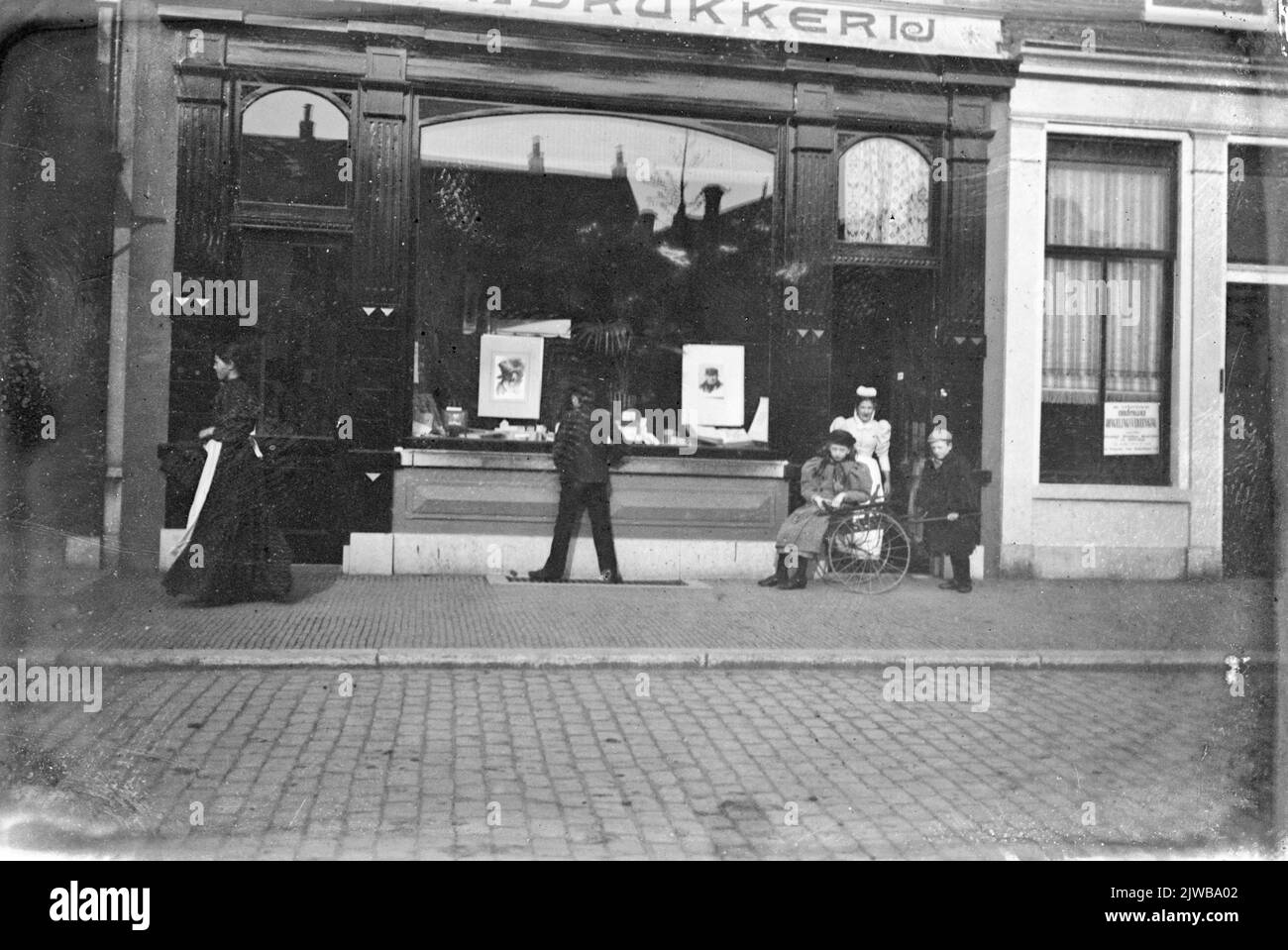 View of the shop front of Steenprukkerij Joh. A. Moesman (Neude 7) in Utrecht. Stock Photo