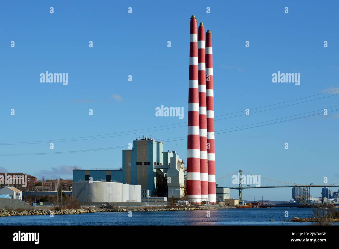Tufts Cove Generating Station in Dartmouth, Nova Scotia, Canada, a Nova Scotia Power electricity generation plant commissioned in 1965. Stock Photo