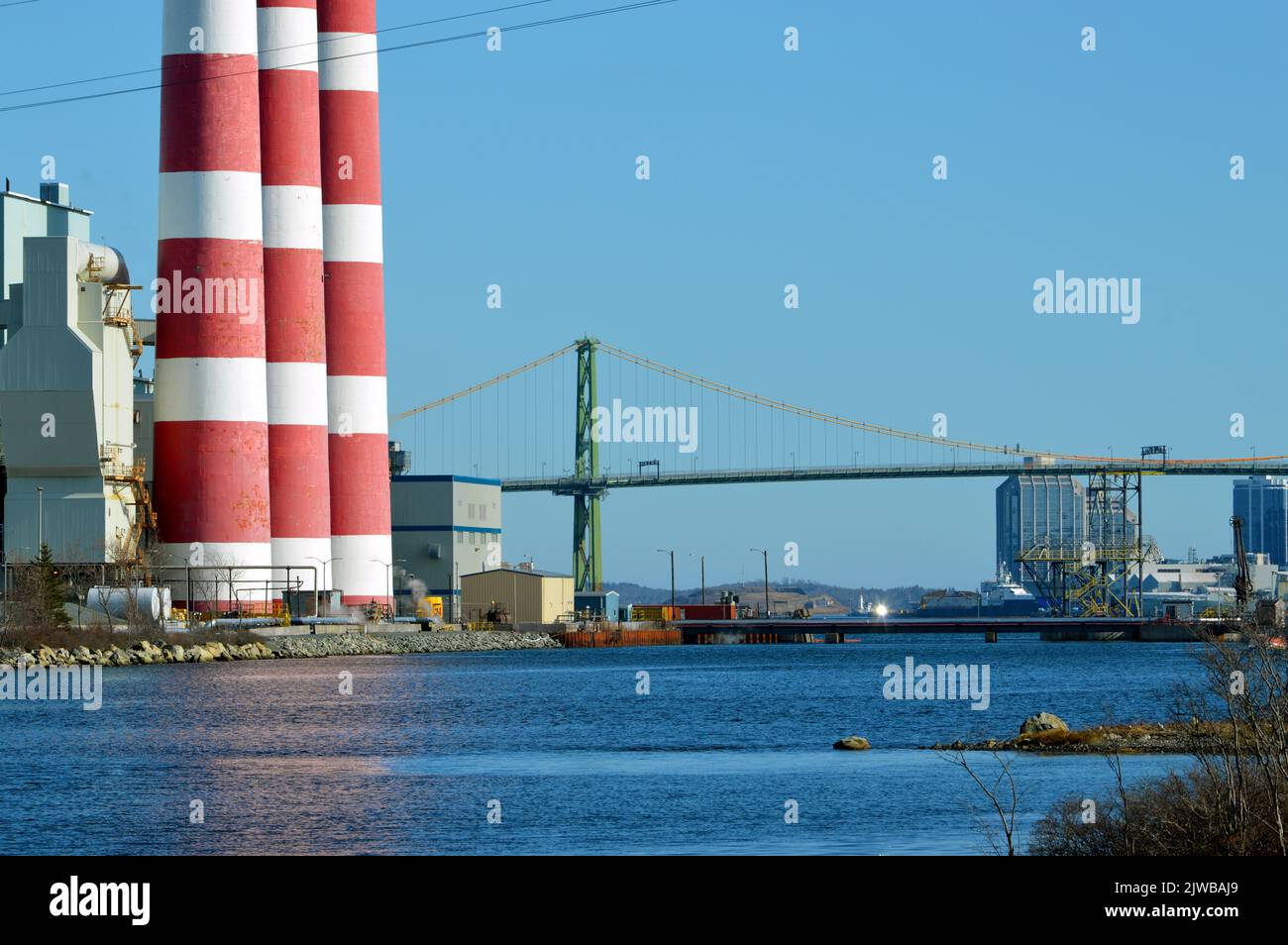 Tufts Cove Generating Station in Dartmouth, Nova Scotia, Canada, a Nova Scotia Power electricity generation plant commissioned in 1965. Stock Photo