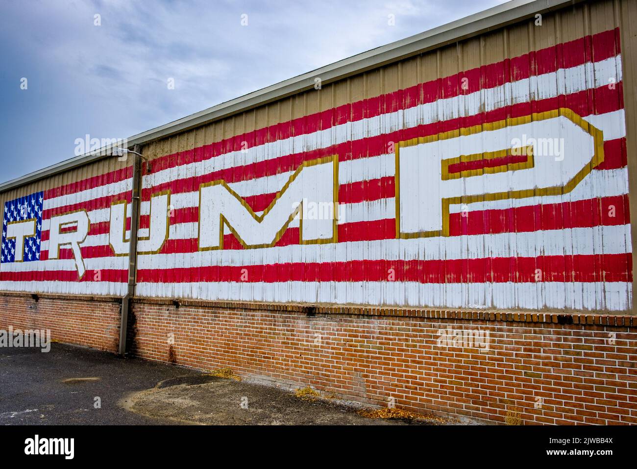 A large Donald Trump sign painted on the side of a building near Selinsgrove, PA, USA. Stock Photo