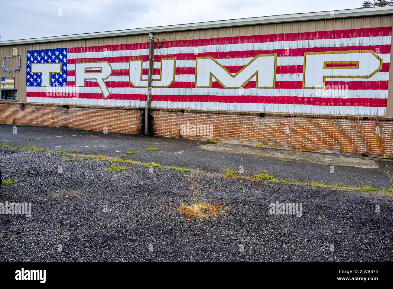 A large Donald Trump sign painted on the side of a building near Selinsgrove, PA, USA. Stock Photo