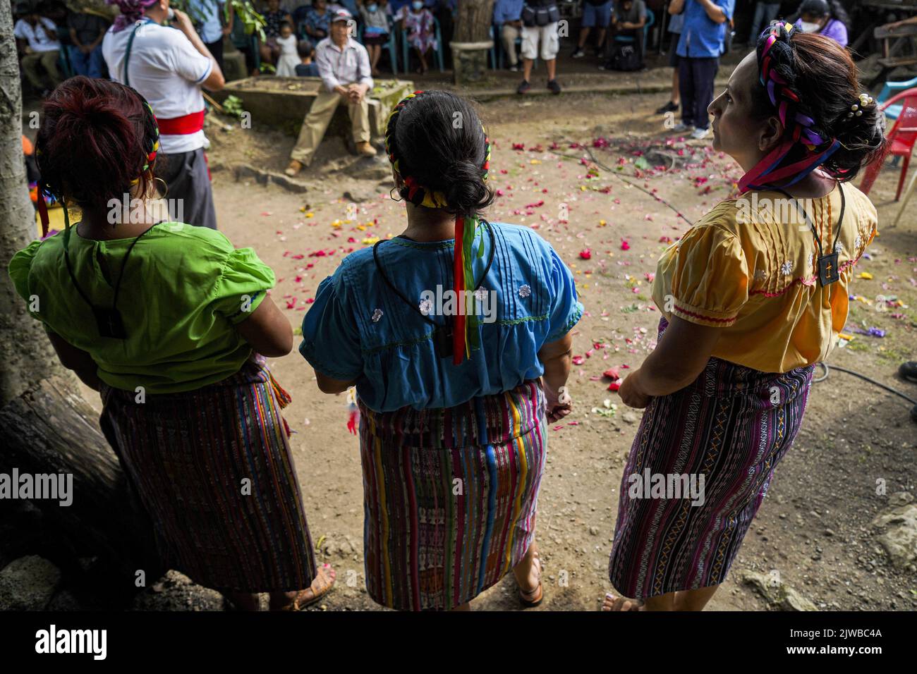 Sonsonate, El Salvador. 04th Sep, 2022. Indigenous women stand during