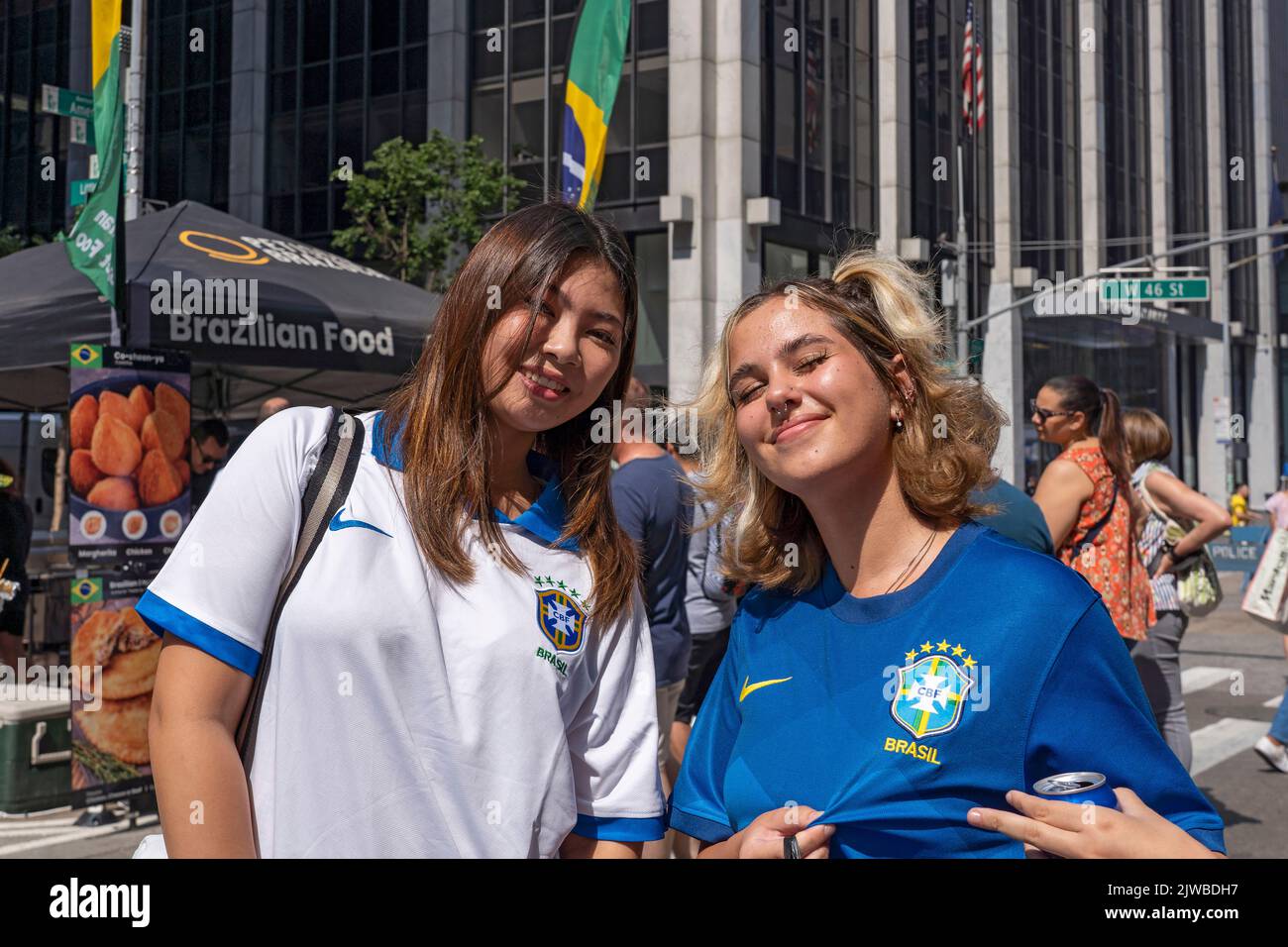 NEW YORK, NEW YORK SEPTEMBER 04 People wearing Brazilian shirts and