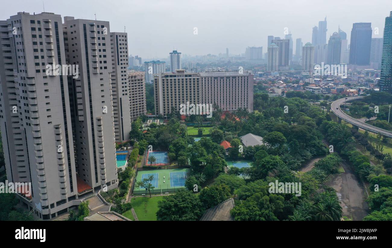 Aerial view of apartment high rise buildings in Jakarta, Indonesia