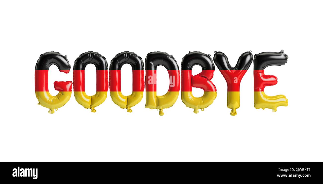 3d illustration of goodbye letter balloon in Germany flag isolated on