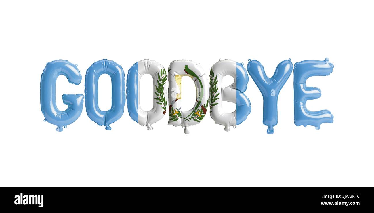 3d illustration of goodbye letter balloon in Guatemala flag isolated on white background Stock Photo