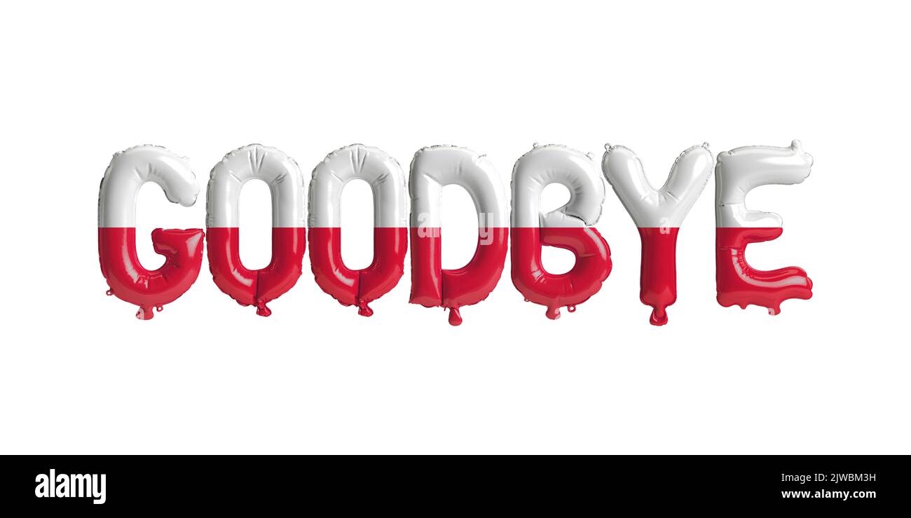 3d illustration of goodbye letter balloon in Poland flag isolated on