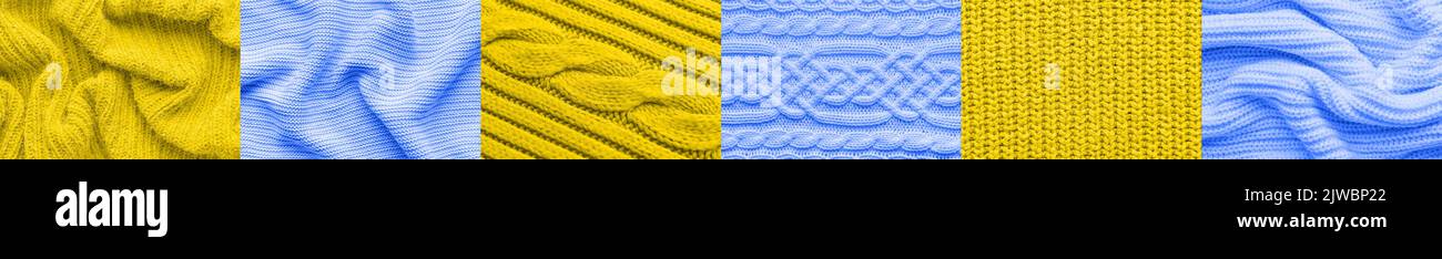 Collage with texture of different knitted fabric Stock Photo