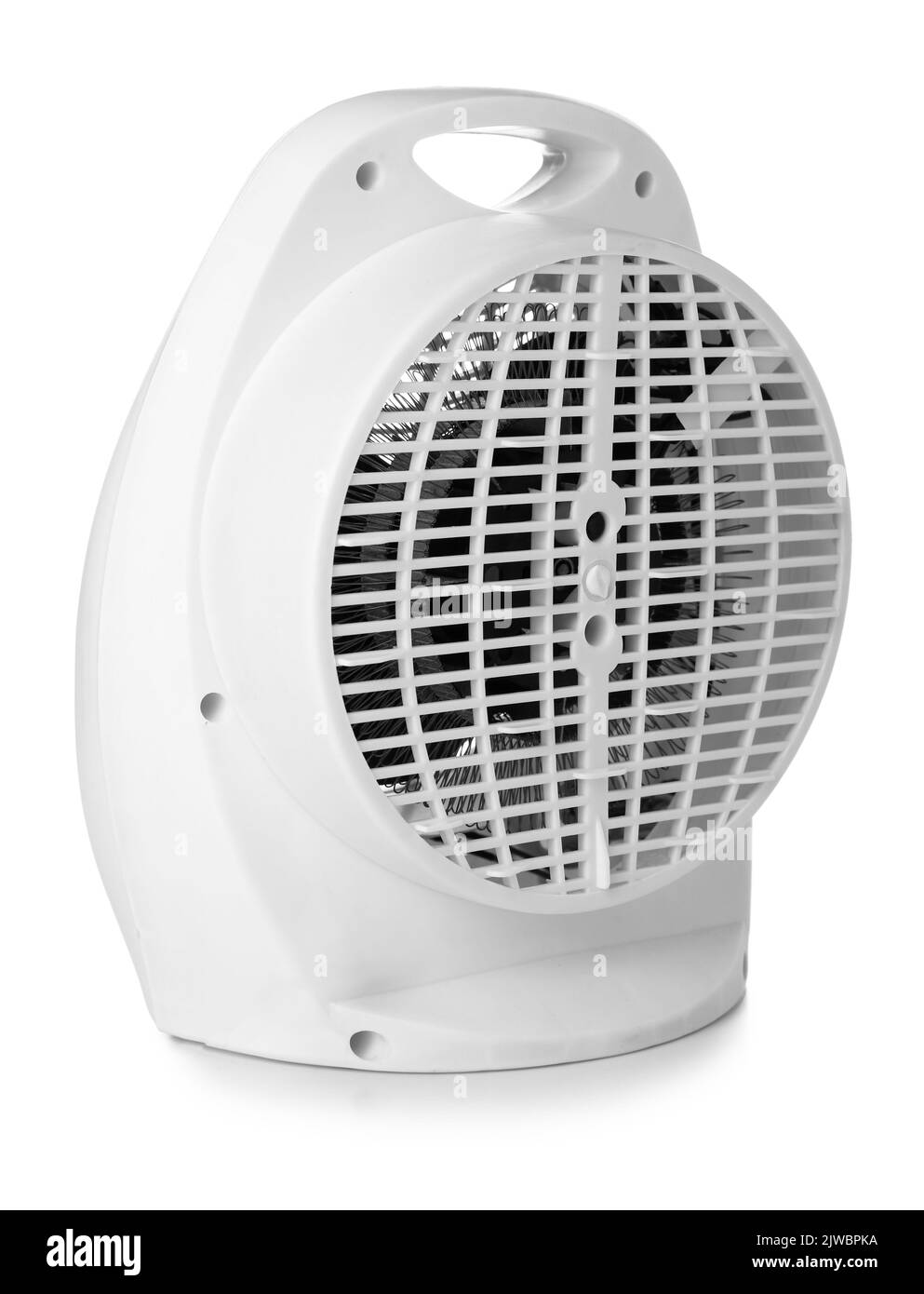 Electric fan heater on white background Stock Photo Alamy