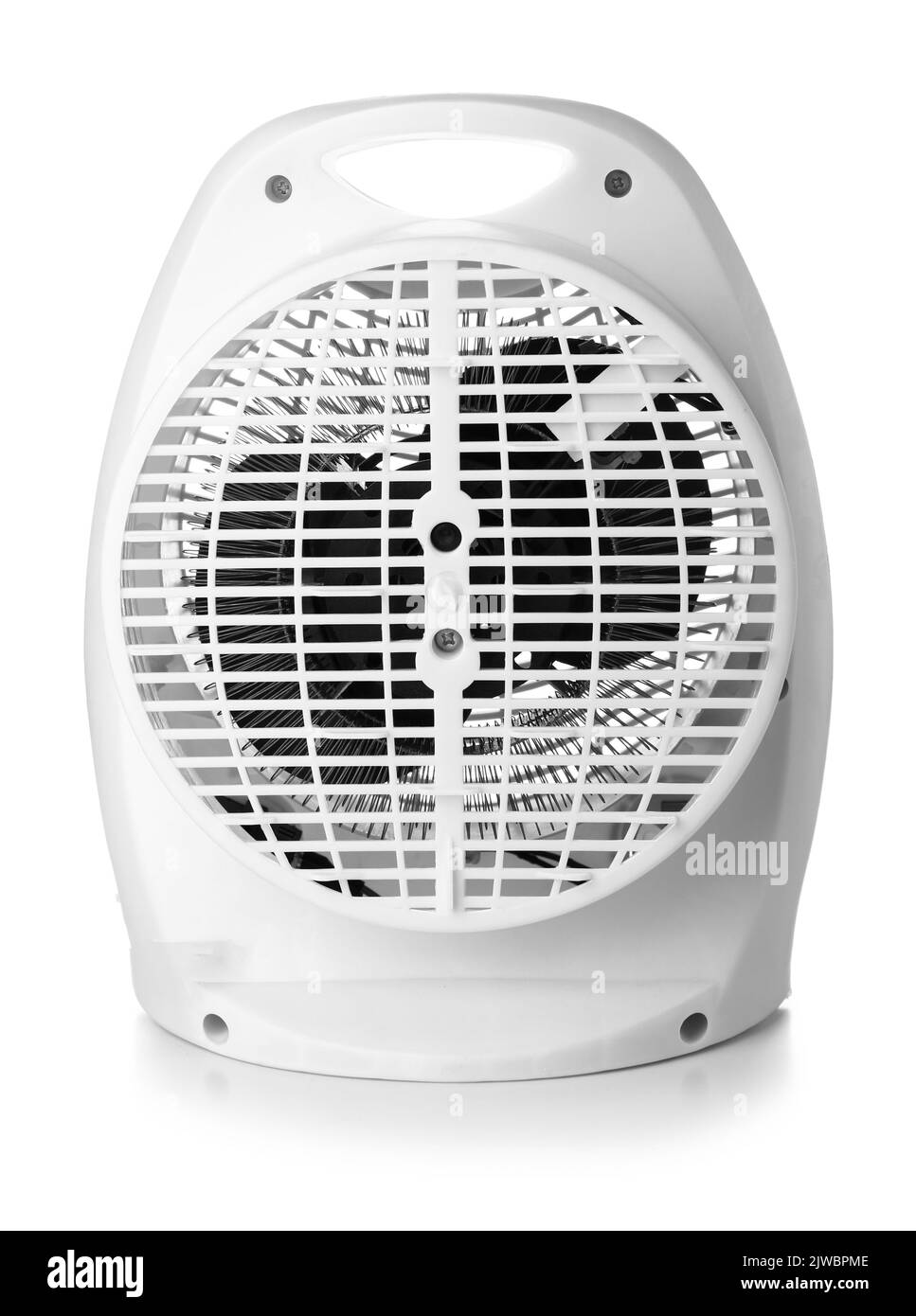 Electric fan heater on white background Stock Photo Alamy