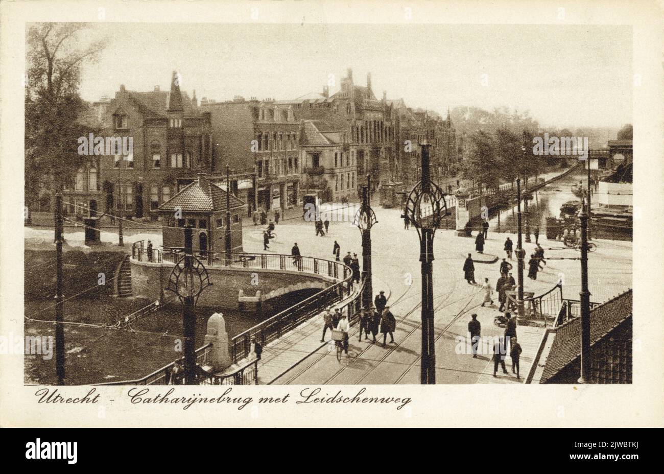 View on a part of the Catharijnebrug over the Stadsbuitengracht in Utrecht with the entrance to the Leidseweg in the middle. Stock Photo