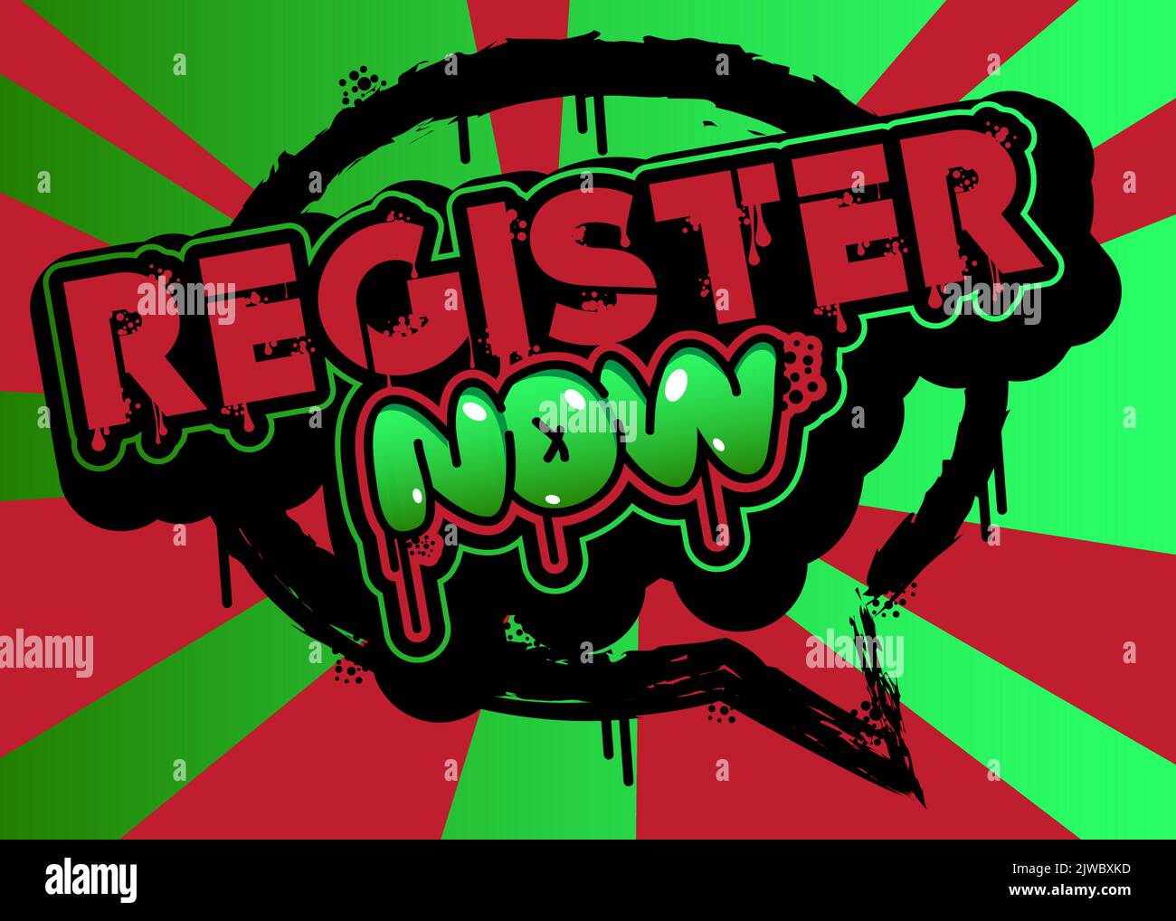 Register Now. Graffiti tag. Abstract modern street art decoration