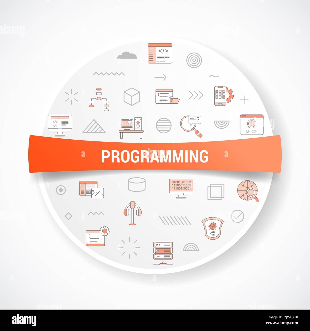 programming concept with icon concept with round or circle shape for ...